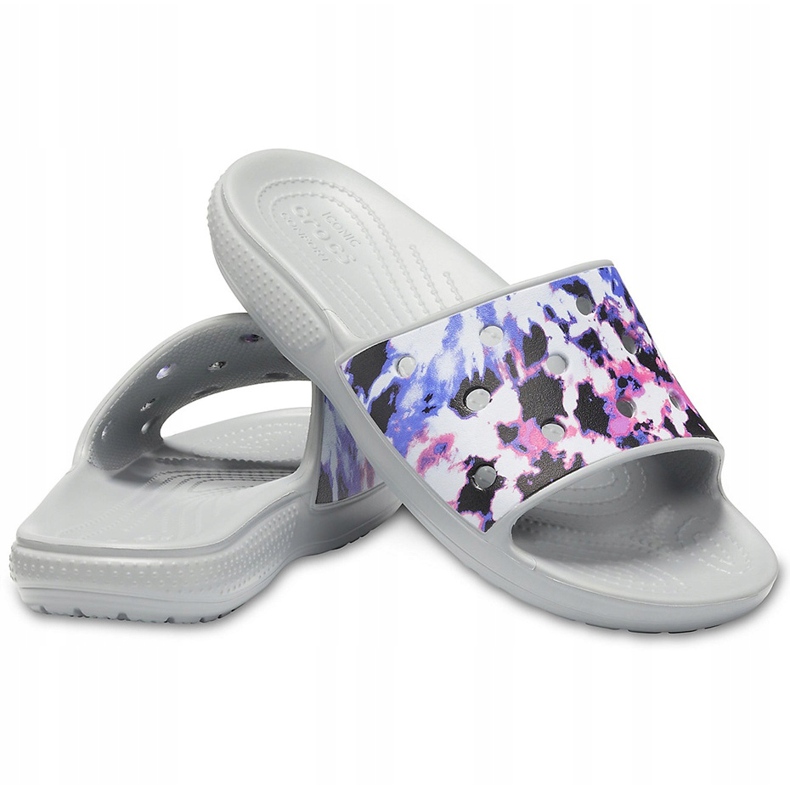 Crocs Damen Classic Crocs Tie Dye Mania Slide 206481 97K grau mehrfarbig 1