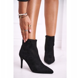 FB1 Damenstiefel mit hohem Absatz Wildleder Schwarz Beneco 1