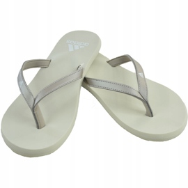 Adidas Damen Eezay Flip Flop weiß F35034 Hausschuhe grau 1