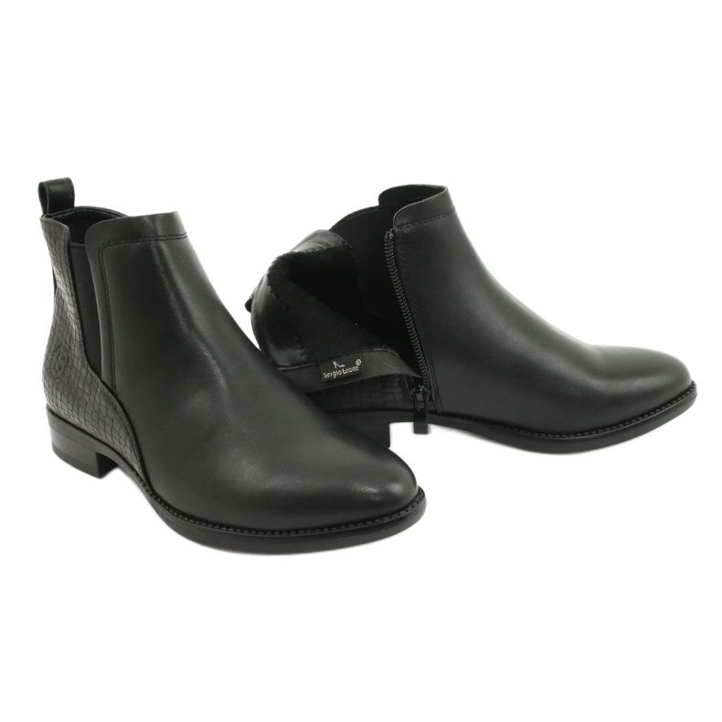 Chelsea-Boots Schwarze Stiefel Sergio Leone BT558 5
