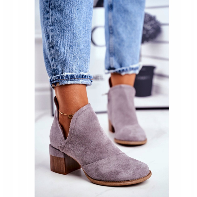 MSMG Damenstiefel auf hohem Absatz ausgeschnitten grau mini meliori 2