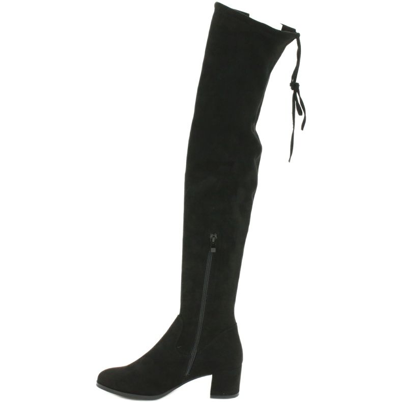 Lange Damen Lycra Wildlederstiefel Sergio Leone KZ281 schwarz 2