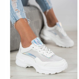 SHELOVET Modische weiße Turnschuhe silber- 1