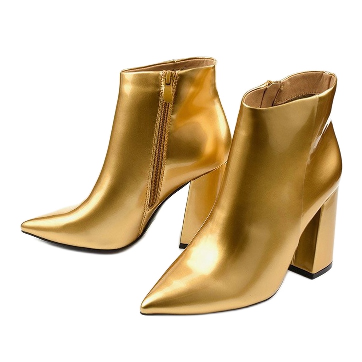 Goldene Stiefeletten mit Adrietina-Reißverschluss 1