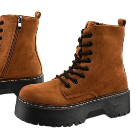 Cataela braune Schnürstiefel aus Wildleder 1