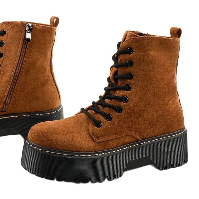 Cataela braune Schnürstiefel aus Wildleder 1