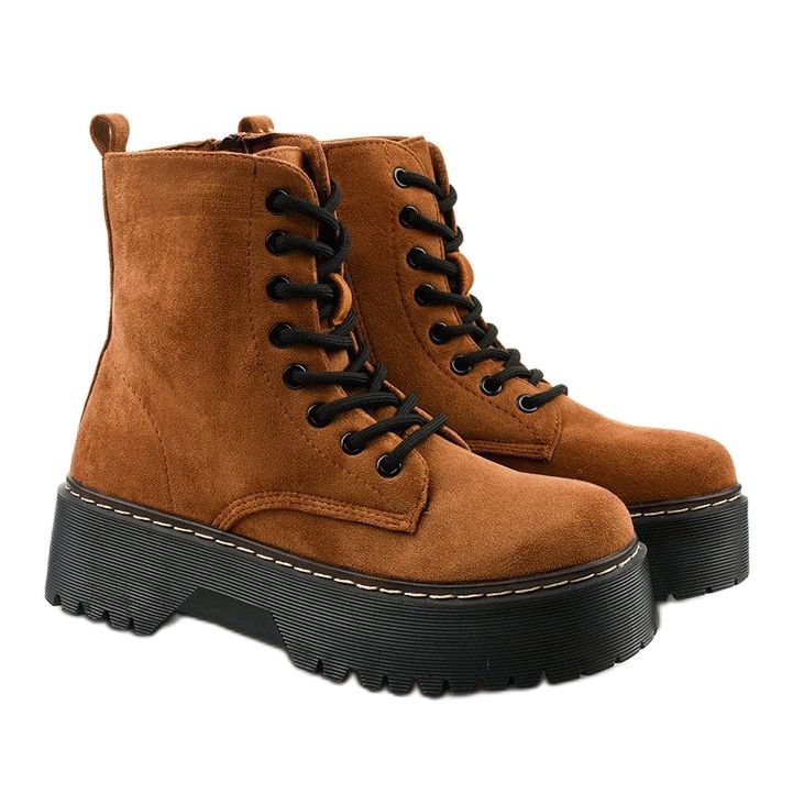 Cataela braune Schnürstiefel aus Wildleder 2