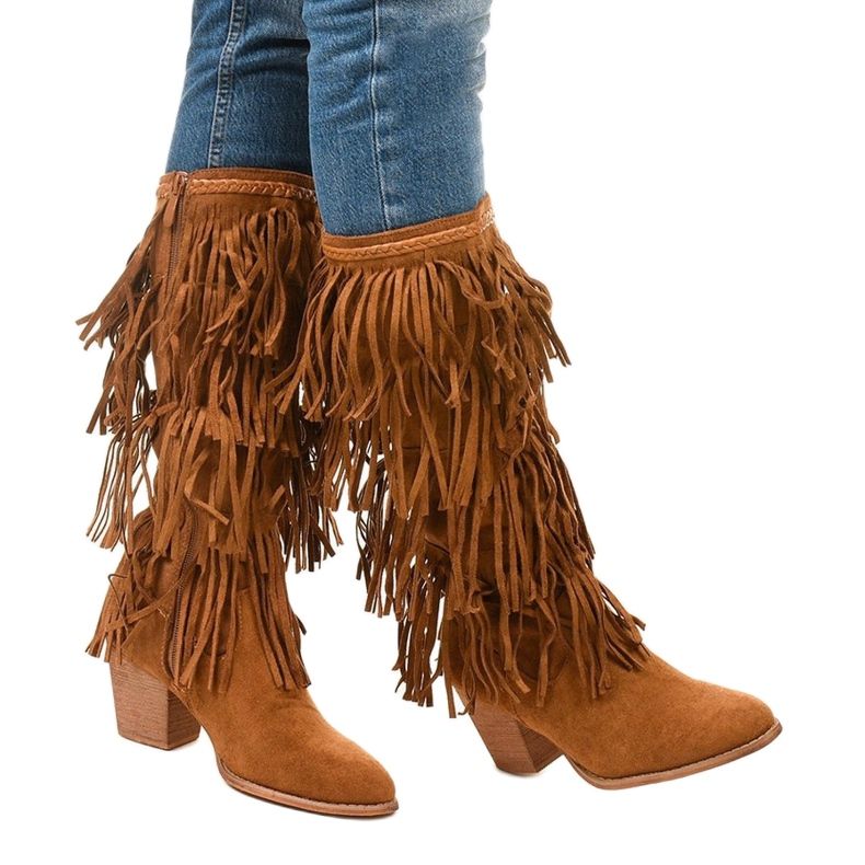 Camel Wildleder Cowboystiefel Boho Wystila braun 1