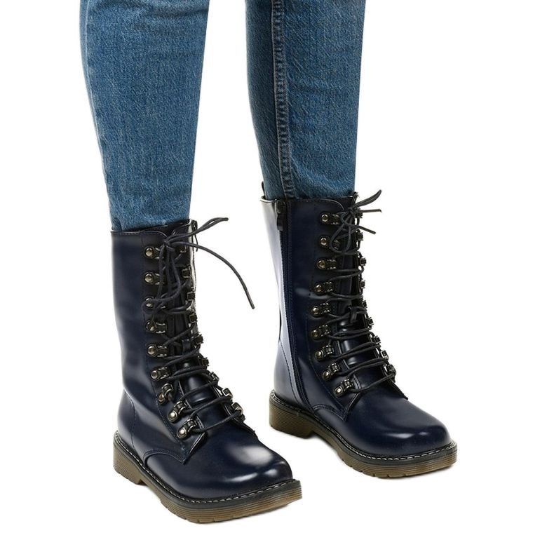 Adrientina marine matte Stiefel marineblau 1