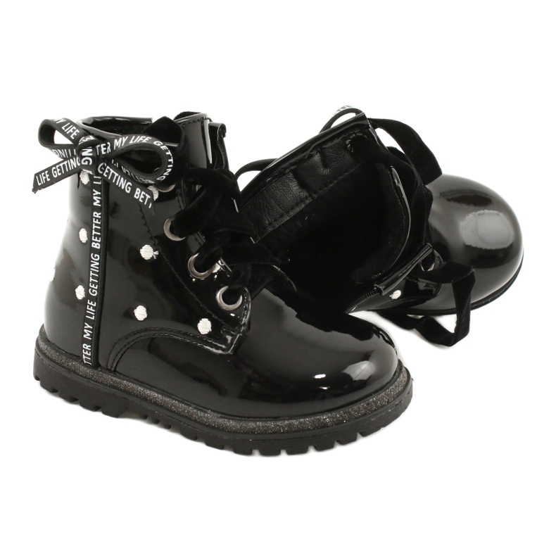 Evento Mädchenstiefel, lackierte Schleife 20DZ60-3246 schwarz 4