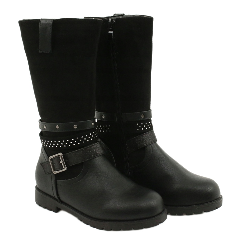 Schwarze Mädchenstiefel mit Zirkonias Evento 20DZ60-3229 2