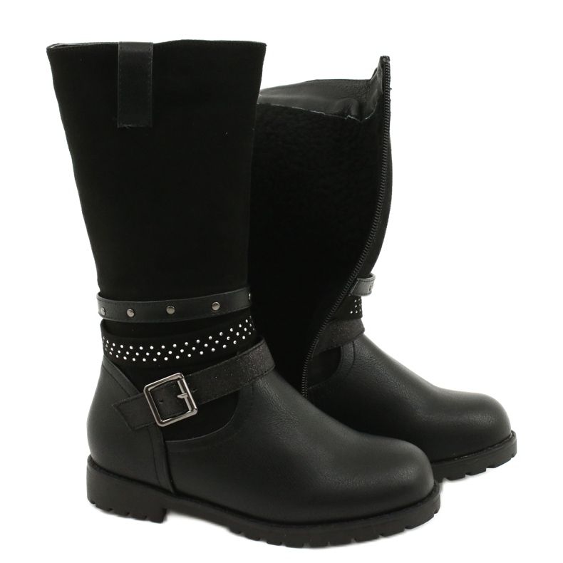 Schwarze Mädchenstiefel mit Zirkonias Evento 20DZ60-3229 3