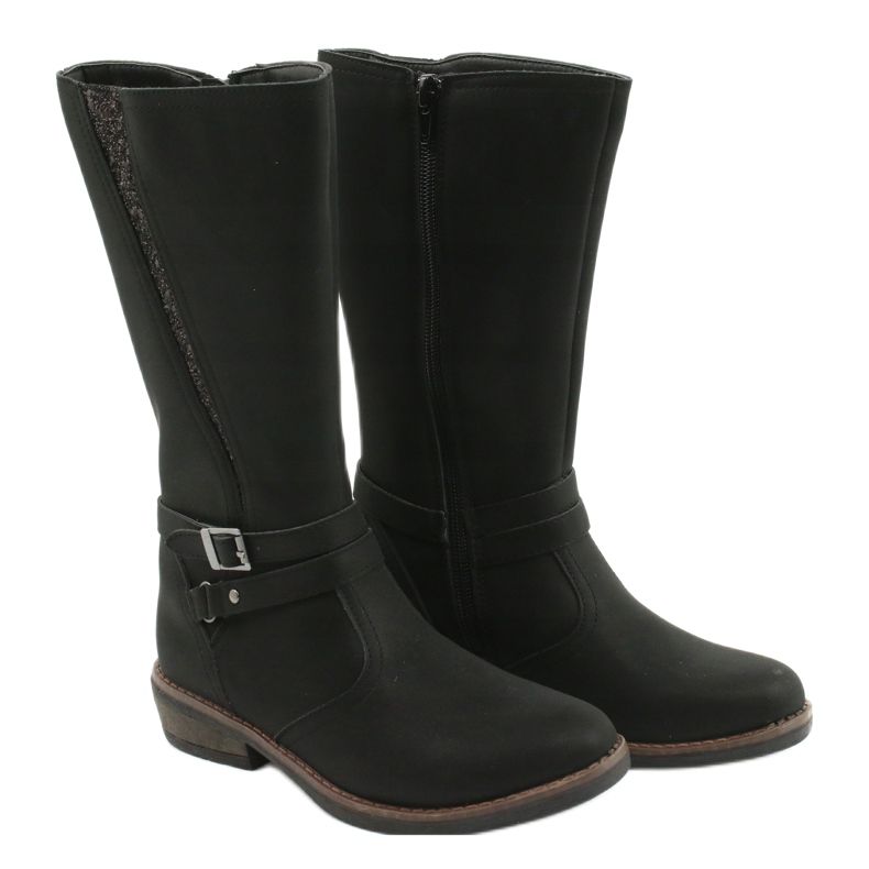 American Club Lange Stiefel mit Glitzer schwarz American GC24 / 20 3