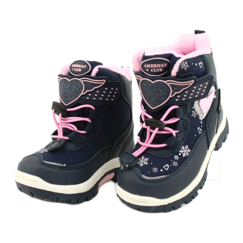 American Club Softshellstiefel mit HL48/20 Navy Membran marineblau rosa silber 2