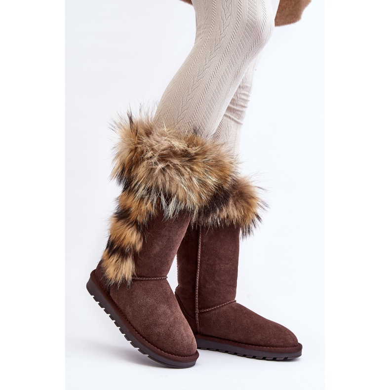 Warme Leder-Schneestiefel für Damen Camel Balvin braun 1
