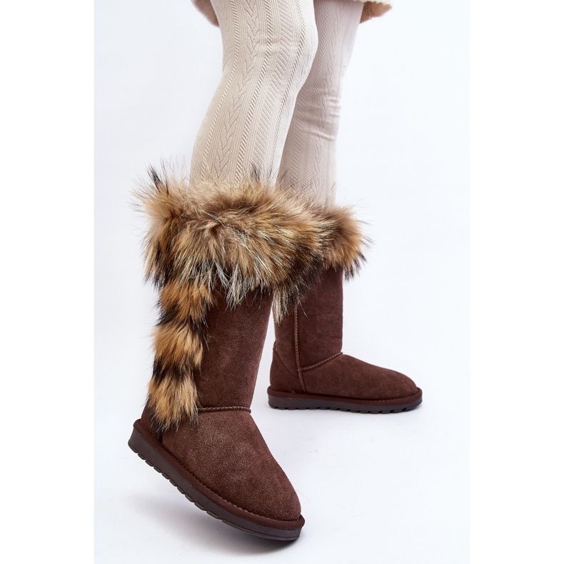 Warme Leder-Schneestiefel für Damen Camel Balvin braun 2