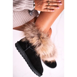 HAN Damen-Schneestiefel Mukluk aus Leder mit Fell, Schwarz 2