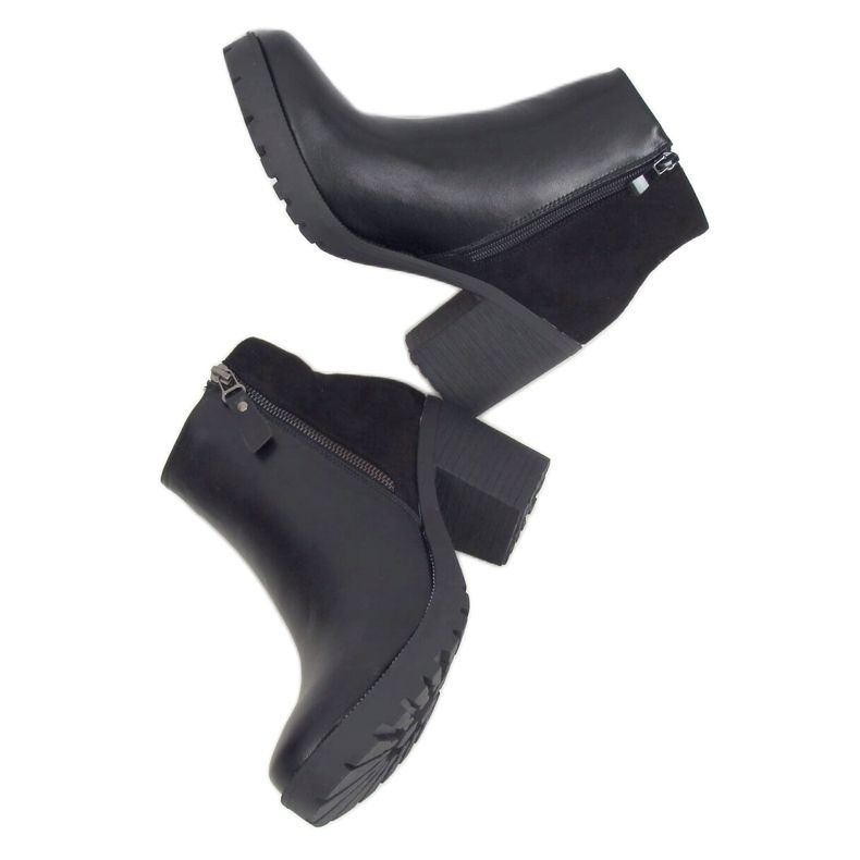 Schwarze Stiefel mit breiten Absätzen 15-20 Schwarz 1