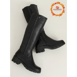 Schwarze Stiefel mit hohen Sohlen 6286-1 Schwarz 1