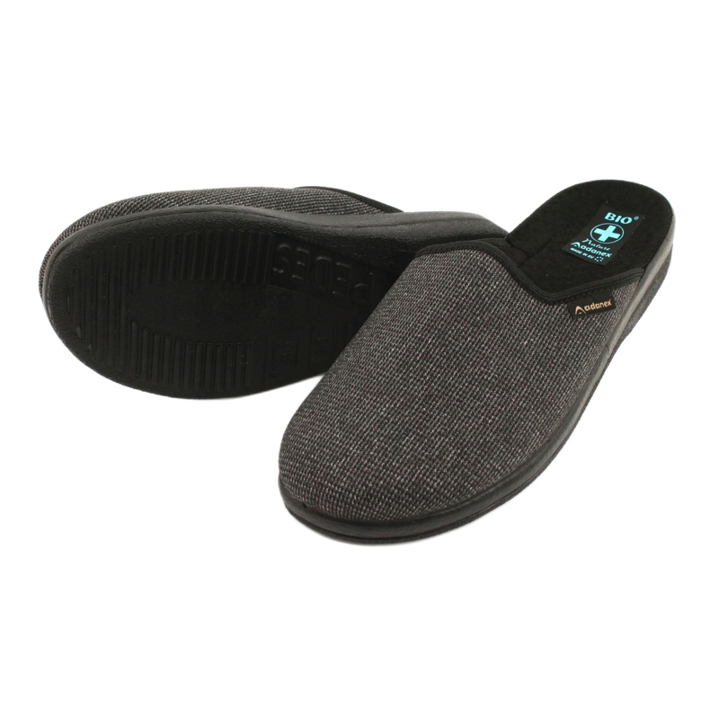 Herrenhausschuhe Adanex 24142 schwarz grau 3
