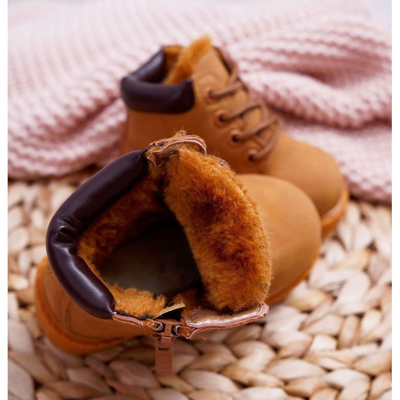 Warme Trappers Stiefel für Kinder Camel Dexter braun gelb 2