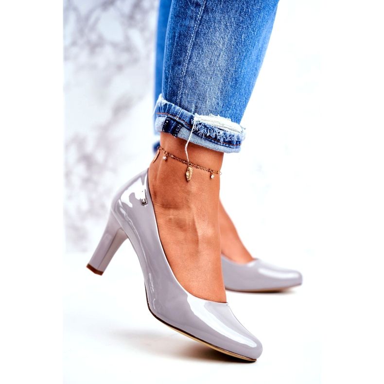 Damen Pumps Sergio Leone Grau Lackiert Orsola 1