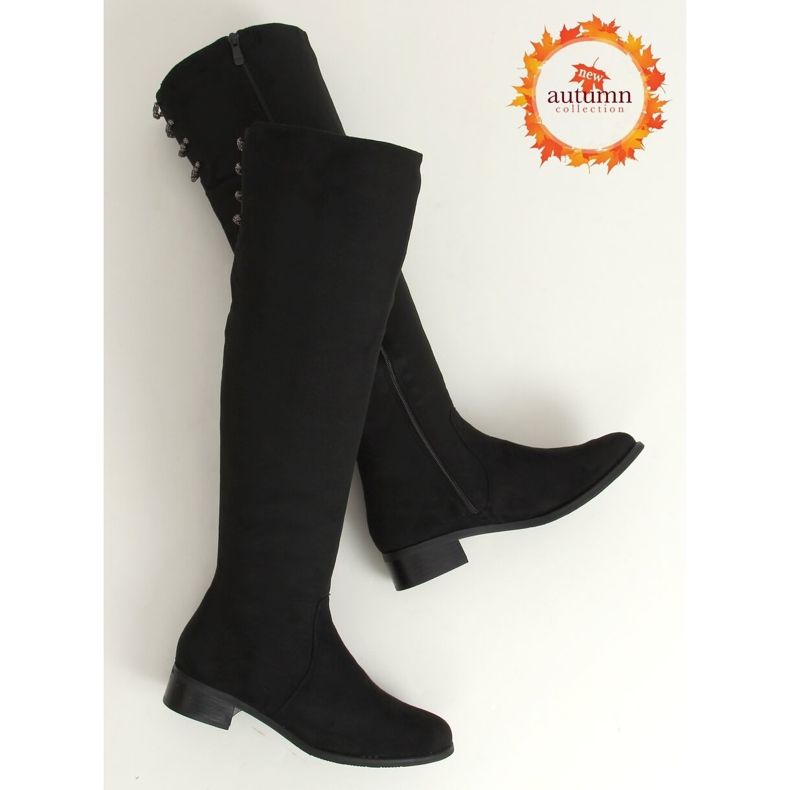 Schwarze Damenstiefel W146-1 Schwarz 2