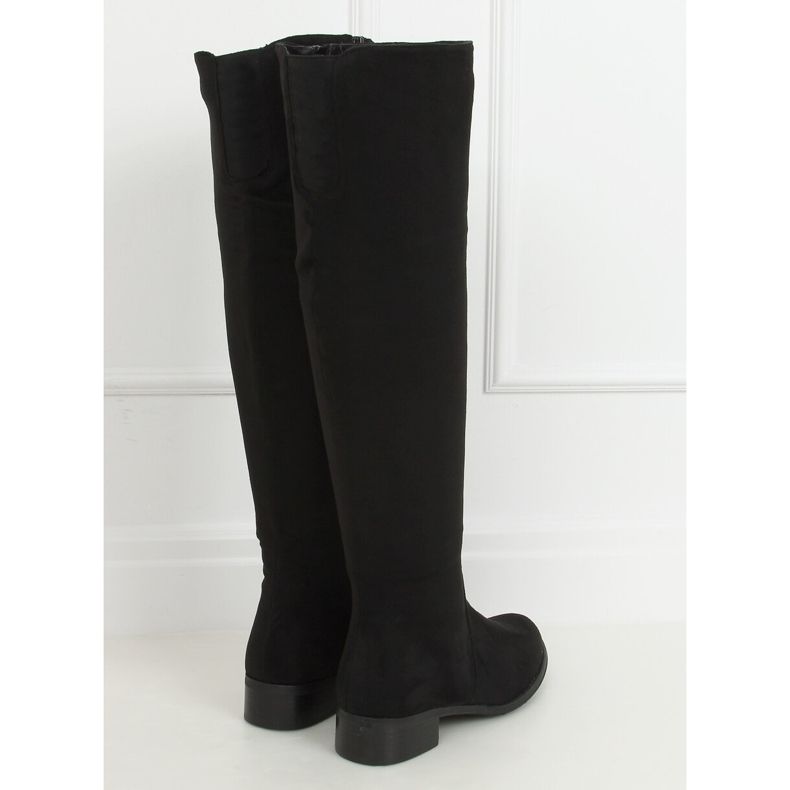 Schwarze Damen Reitstiefel W146-BKOR Schwarz 1