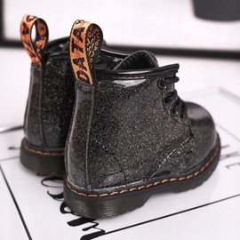 FRROCK Kinderstiefel Warm mit Reißverschluss Lackiert Glitzer Schwarz Mistor 1