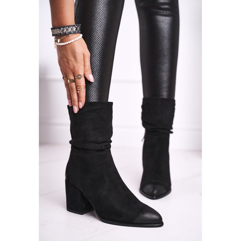 Vinceza Damenstiefel mit Absatz Öko-Wildleder Schwarz Up Side 1