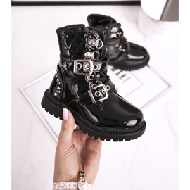 FRROCK Kinderstiefel mit Fell gewärmt, Lackiert Schwarz Dolly 1