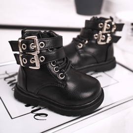 FRROCK Kinderstiefel mit Fell gewärmt Schwarz Valentina 2