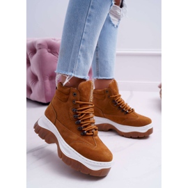 SEA Trekkingschuhe Damen Trapper Camel Greem braun 1