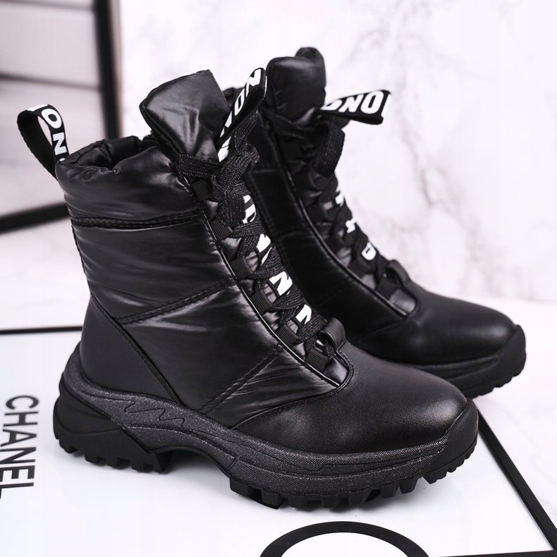 Apawwa Schneestiefel mit Fellisolierung für Kinder Schwarz Grantes 2