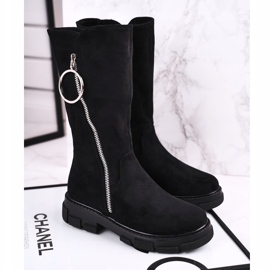 Apawwa Hohe Kinderstiefel Wildleder Warmed Schwarz Norabel 2