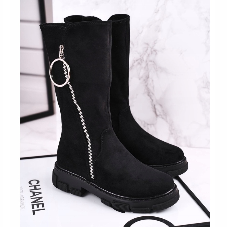 Apawwa Hohe Kinderstiefel Wildleder Warmed Schwarz Norabel 2