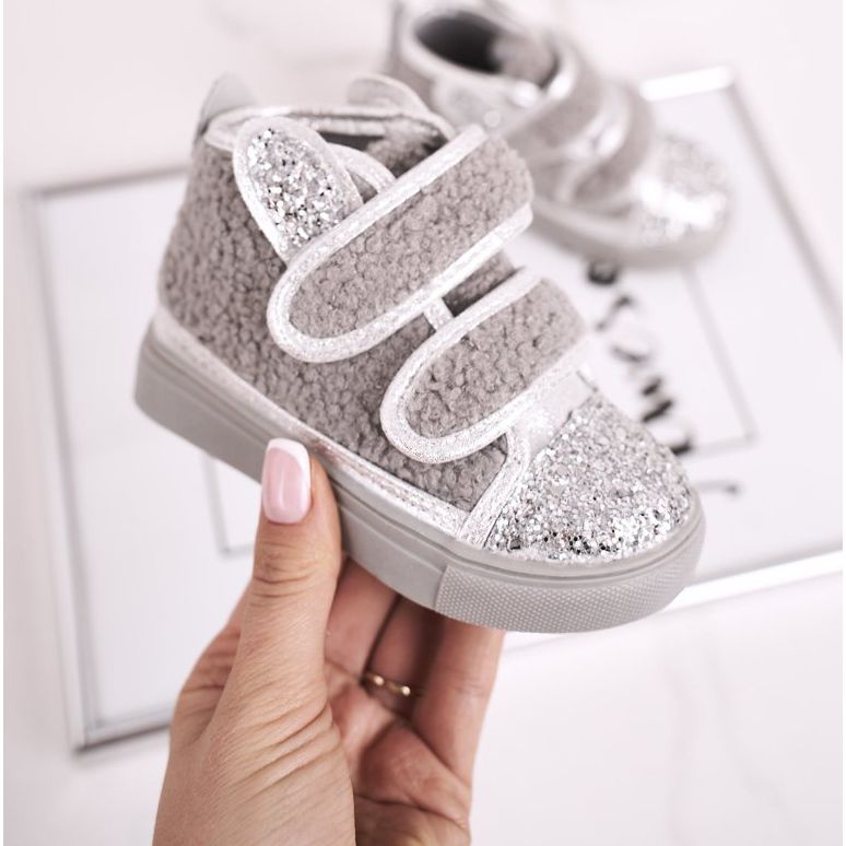 FRROCK Kinder Sneaker High Warm Grau Clifford silber- 1