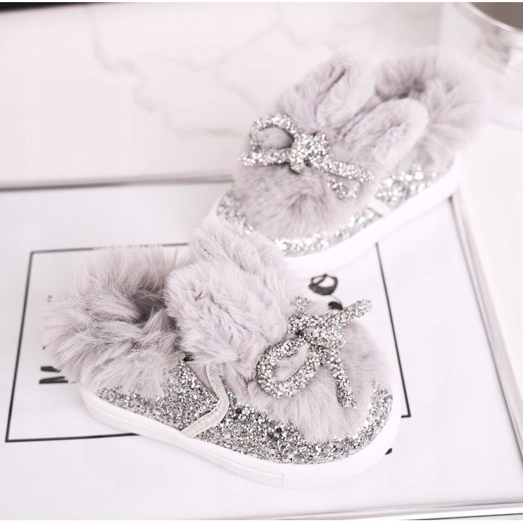 FRROCK Graue Mumi Graue Warme Kinder Turnschuhe silber- 1