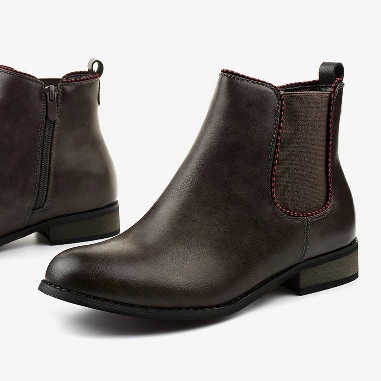 Graue flache Jodhpurstiefel mit Gummizug 20Y8031-1 1