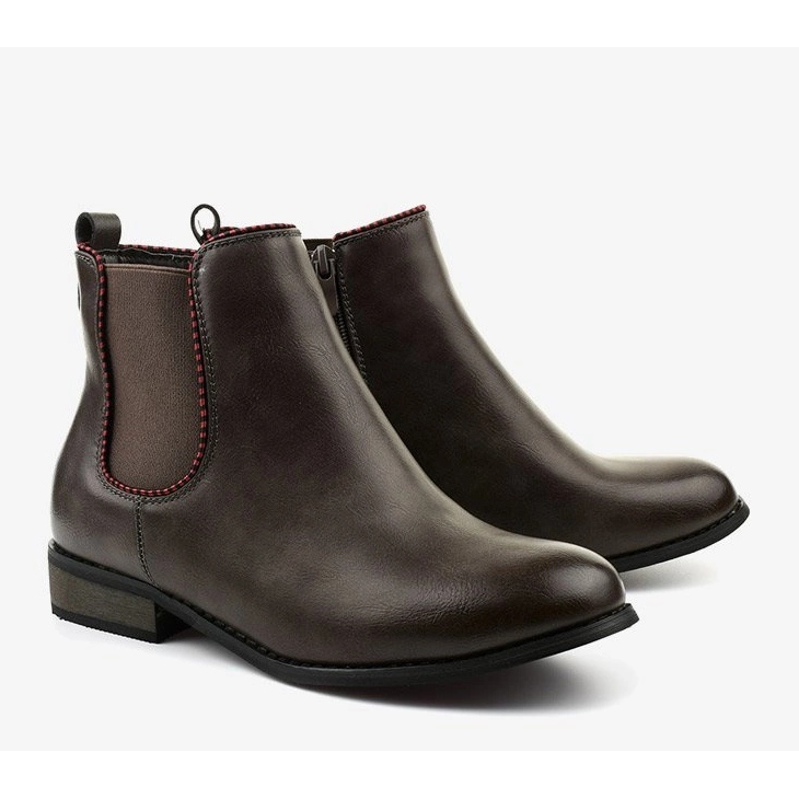 Graue flache Jodhpurstiefel mit Gummizug 20Y8031-1 2