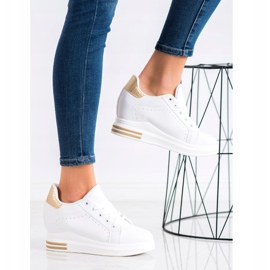 SHELOVET Sportschuhe auf einem Keil weiß golden 1