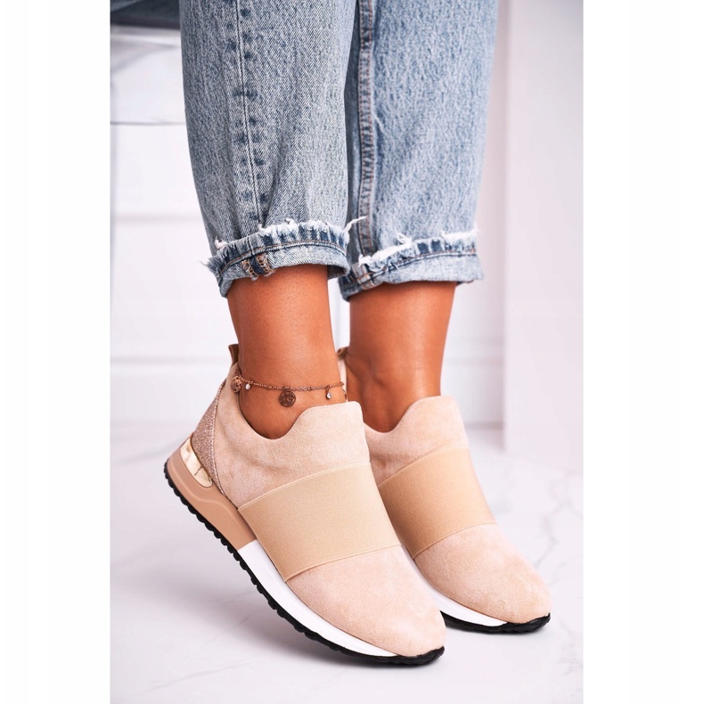 FB2 Damen Sportschuhe Sneaker Slip-on Beige Say Something 1