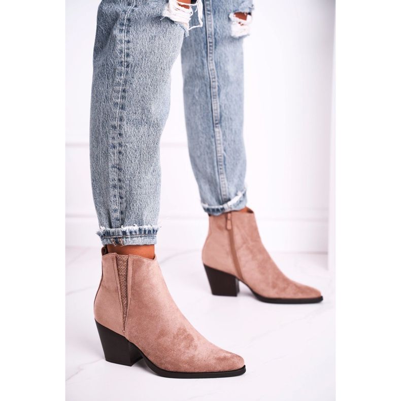 FB2 Khaki Loud High Heel Stiefel für Damen beige rosa 1