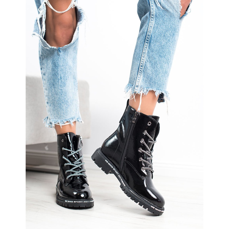 Goodin Lackierte Trapper weiß schwarz 1