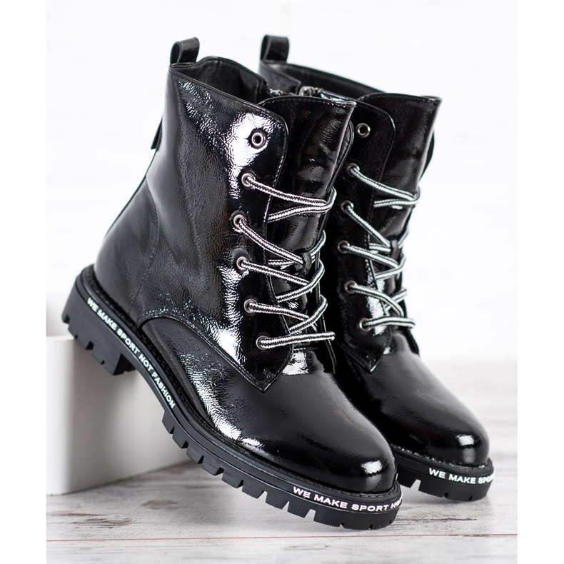 Goodin Lackierte Trapper weiß schwarz 2