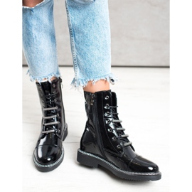 Goodin Lackierte Schnürstiefeletten schwarz 1