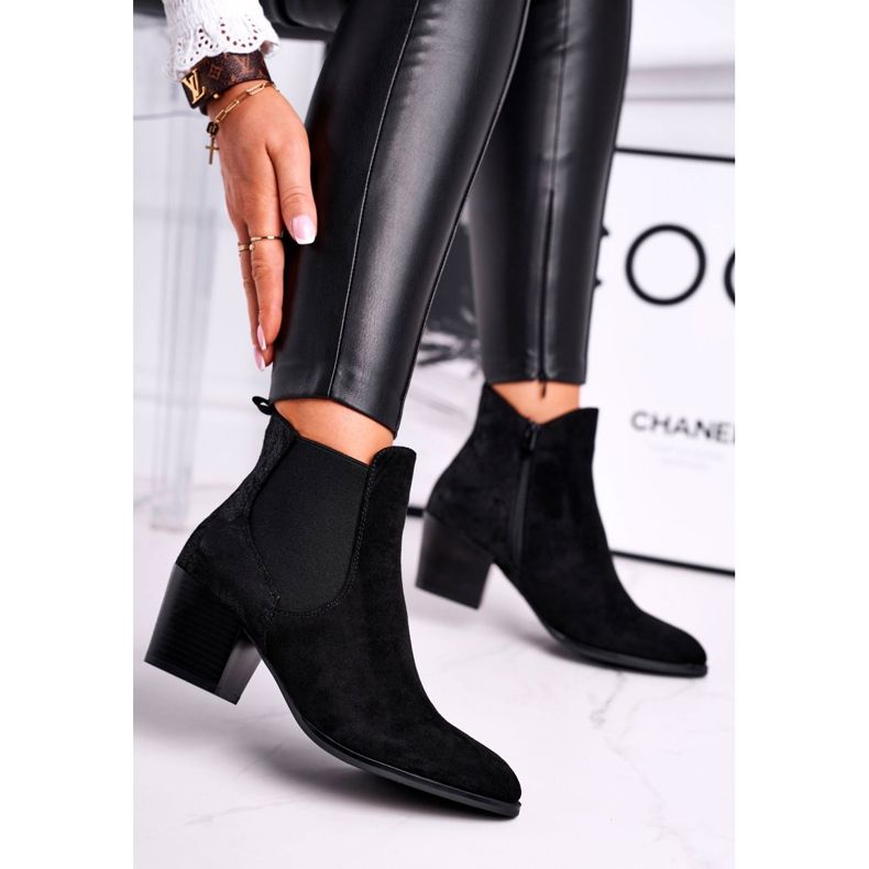 Damen Stiefel auf High Heel Sergio Leone Wildleder Schwarz BT613 2