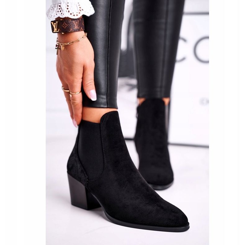 Damen Stiefel auf High Heel Sergio Leone Wildleder Schwarz BT613 1