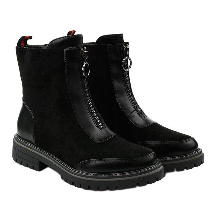BM Schwarze flache Shadowgrain isolierte Stiefel 2