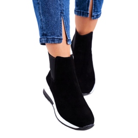 Vinceza Damen Sportschuhe Sneakers Schwarz Leder 21-7781 weiß 2